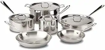 All-Clad D3 3-Ply Stainless Steel 10 Piece Cookware Set